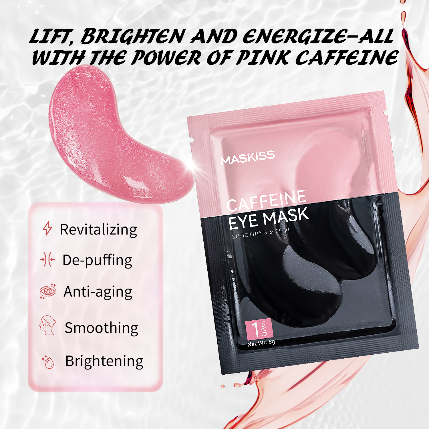 Maskiss Under Eye Patches (50 Pairs), Caffeine Eye Masks for Dark Circles Puffy Eyes Undereye Bags, Collagen Eye Patches for Wrinkles and Puffiness, Skin Care Gift for Her
