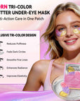 Maskiss PDRN Under Eye Patches (25 Pairs), Tri-Color Eye Gel Pads with Retinol Caffeine