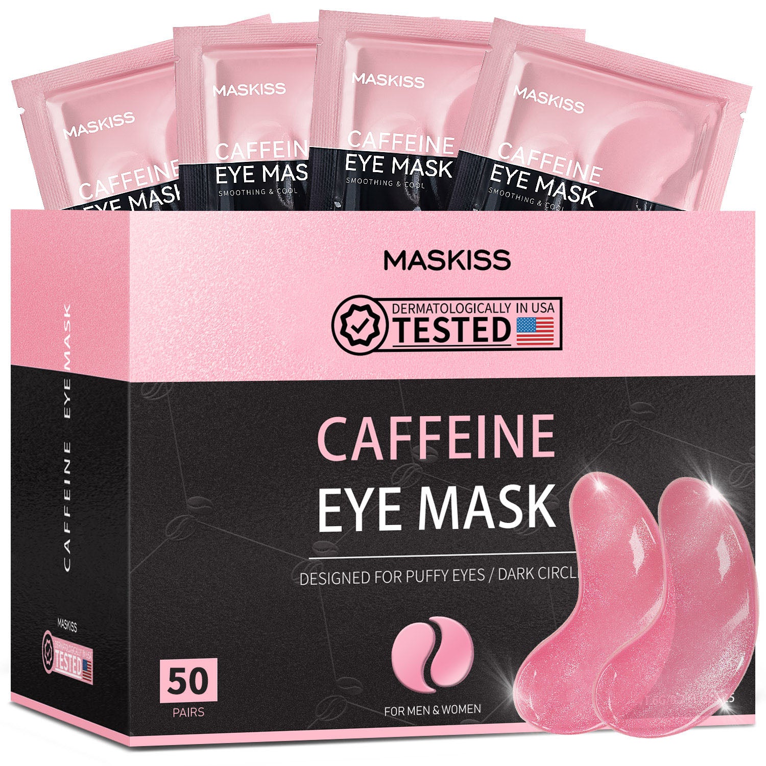 Maskiss Under Eye Patches (50 Pairs), Caffeine Eye Masks for Dark Circ
