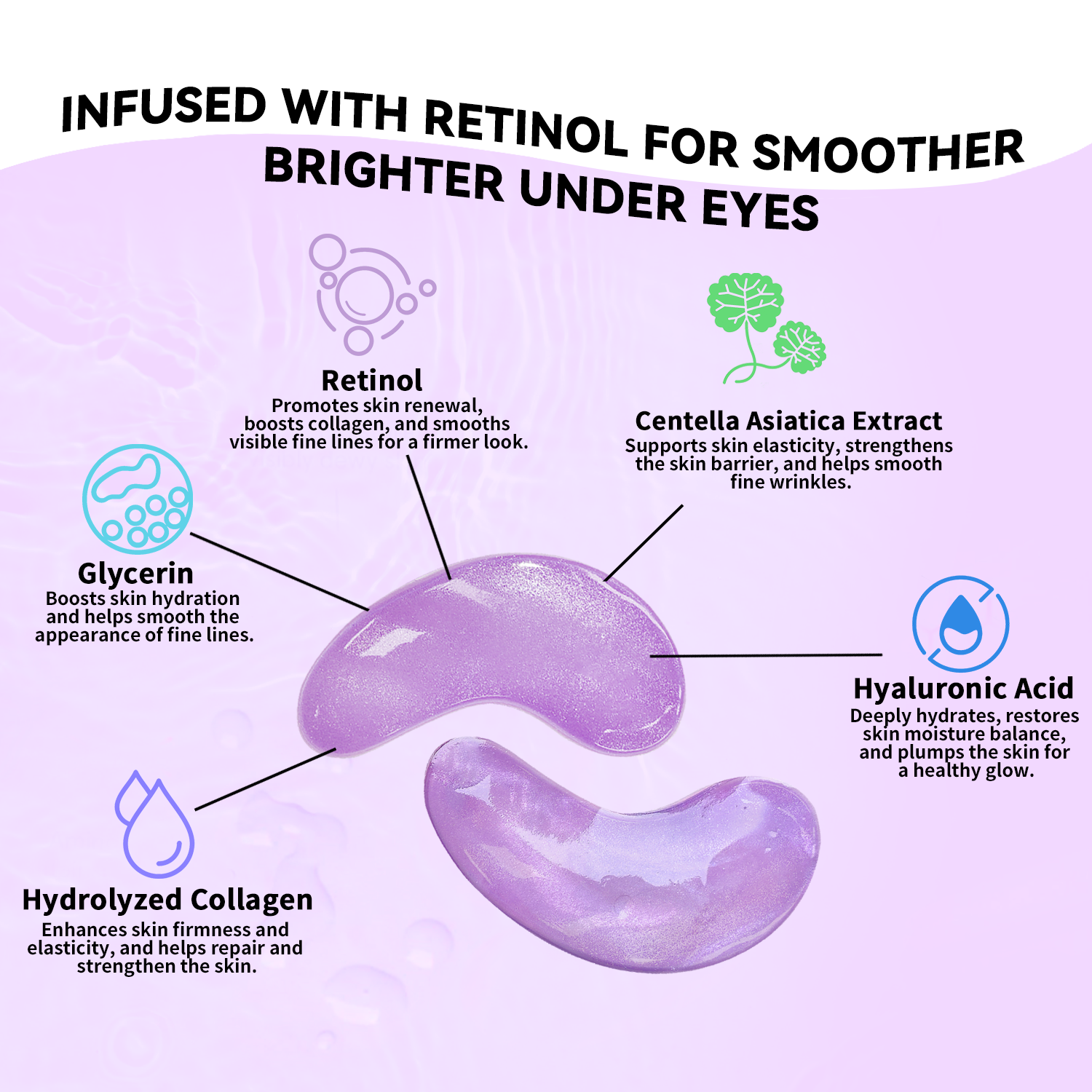 Maskiss Retinol Under Eye Patches (24 Pairs), Purple Eye Masks for Dark Circles, Puffy Eyes &amp; Wrinkles, Firming Collagen Eye Patches